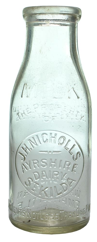 Nicholls Ayrshire Dairy Saint Kilda Milk Bottle