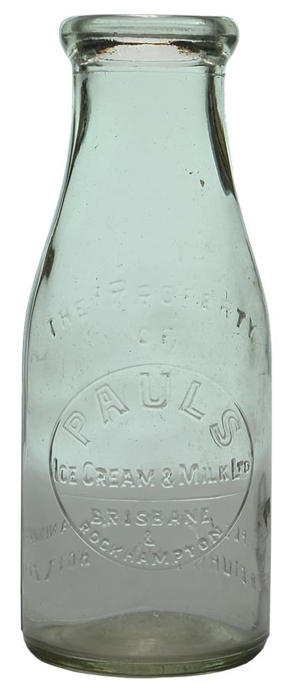 Pauls Ice Cream Brisbane Rockhampton Milk Bottle