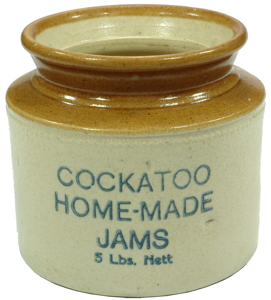 Cockatoo Home Made Jams Stoneware Crock