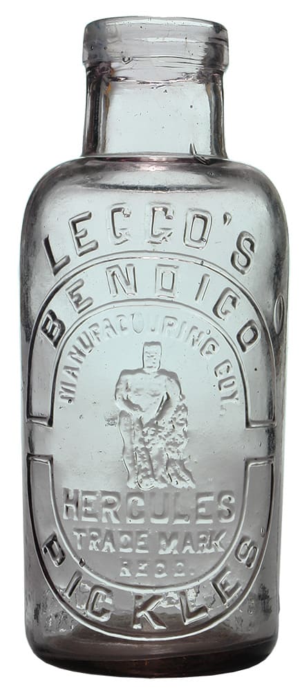 Leggo's Hercules Bendigo Glass Pickle Jar