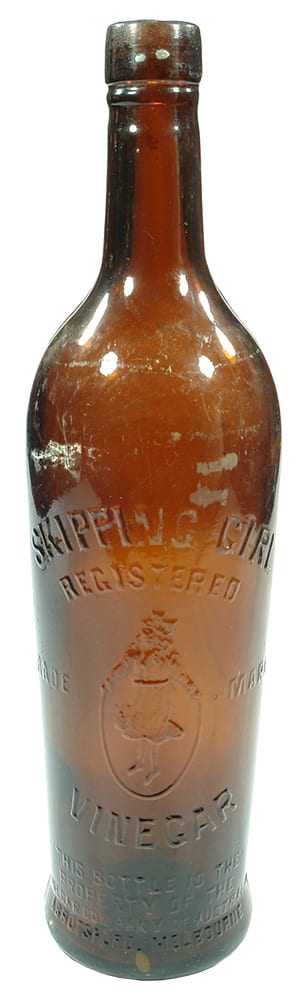 Skipping Girl Vinegar Amber Glass Bottle