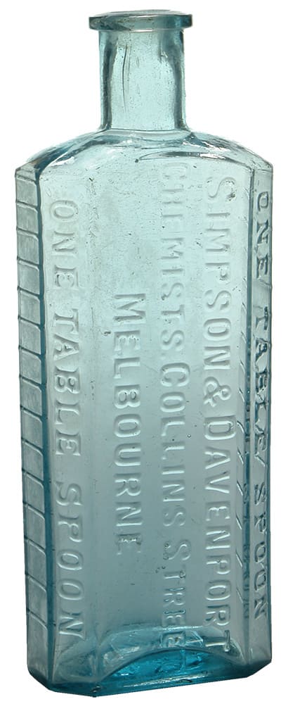 Simpson Davenport Collins Street Melbourne Chemist Bottle