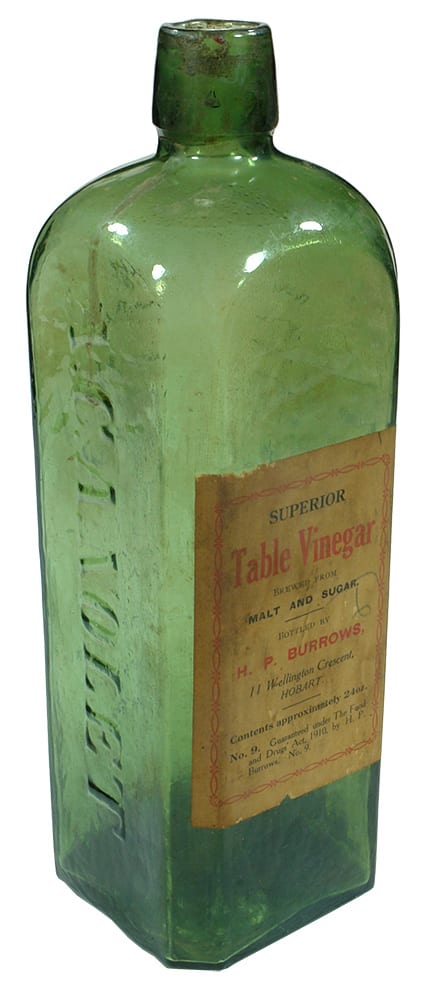 Nolet Schiedam Schnapps Label Burrows Hobart Vinegar Bottle