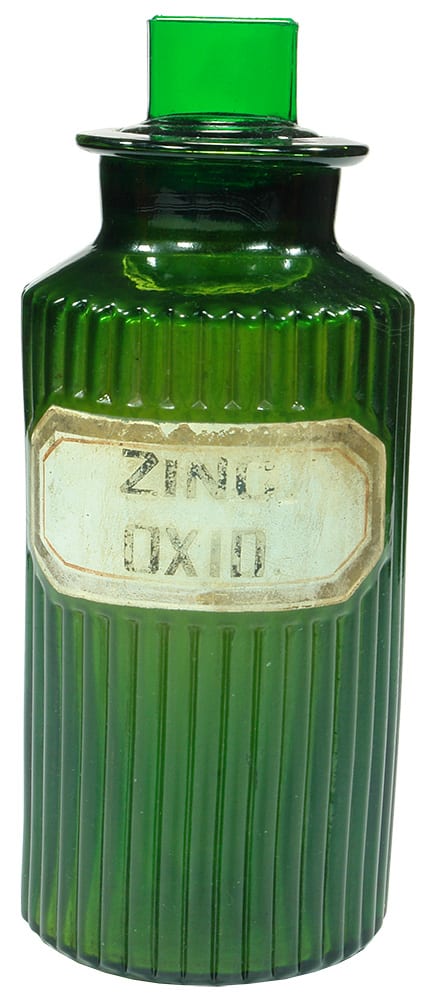 Zinc Oxid Green Glass Pharmacy Jar