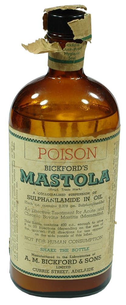 Bickford's Mastola Amber Glass Poison Bottle