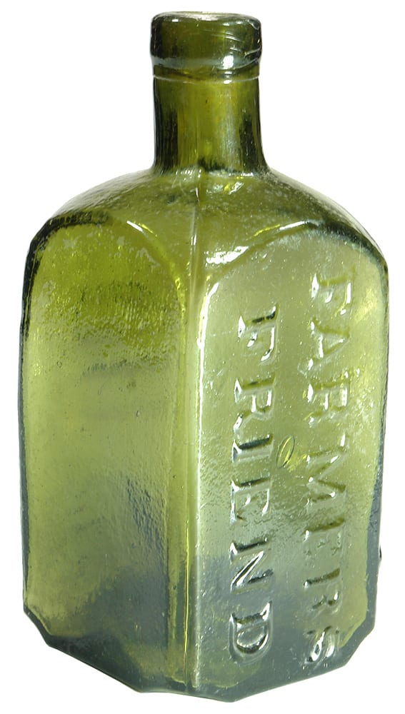 Rows Farmers Friend Green Glass Bottle