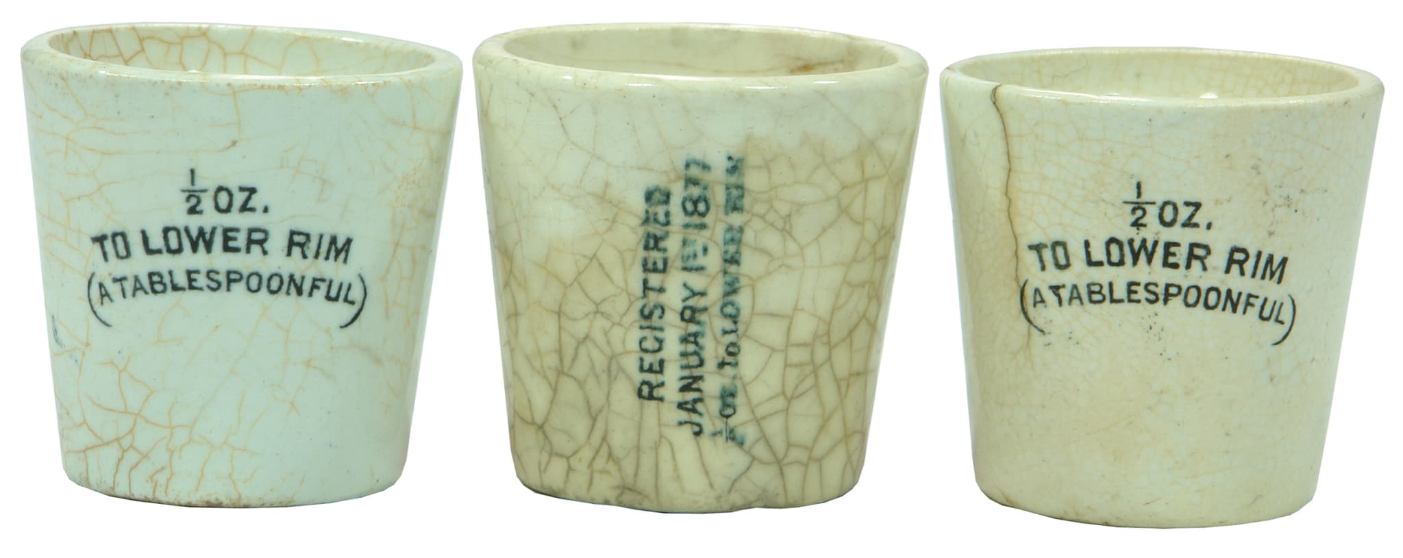 Ceramic Chemist Medicine Glasses Dose Cups