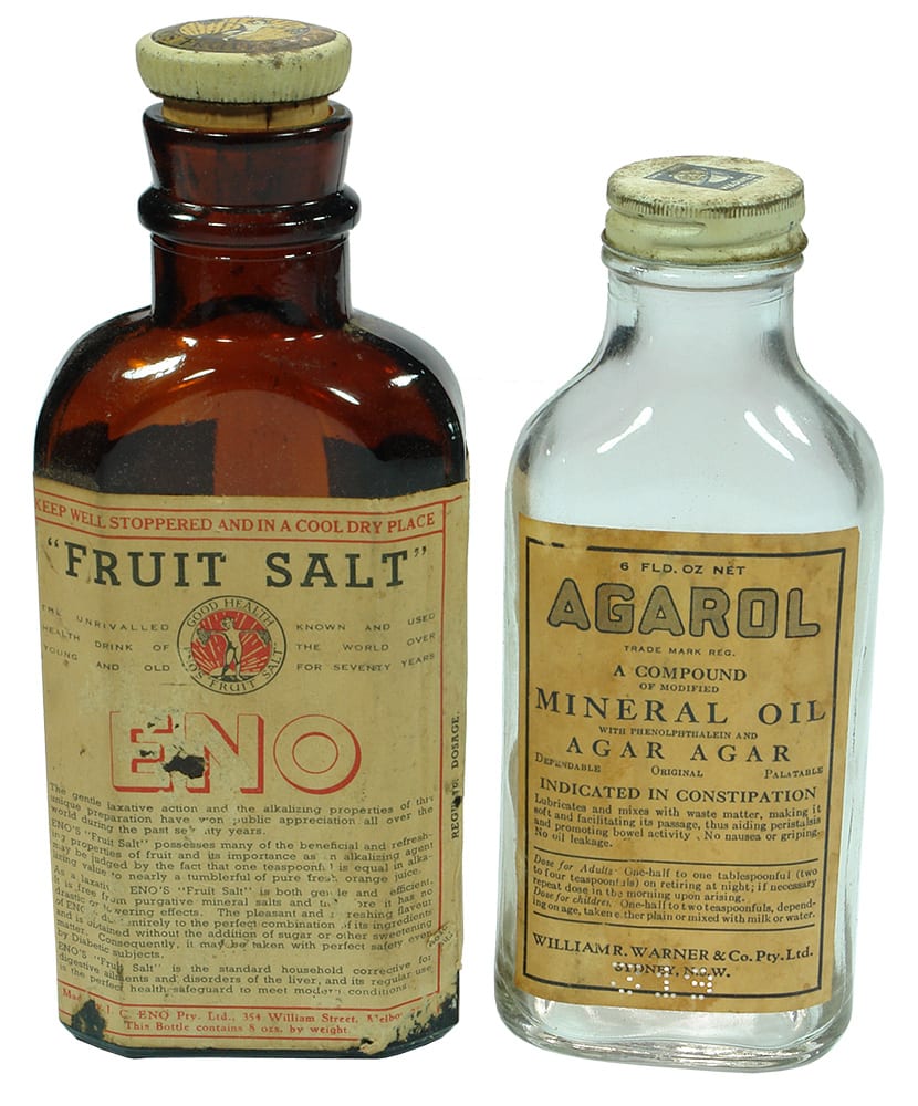 Eno's Agarol Warner Sydney Vintage Bottles