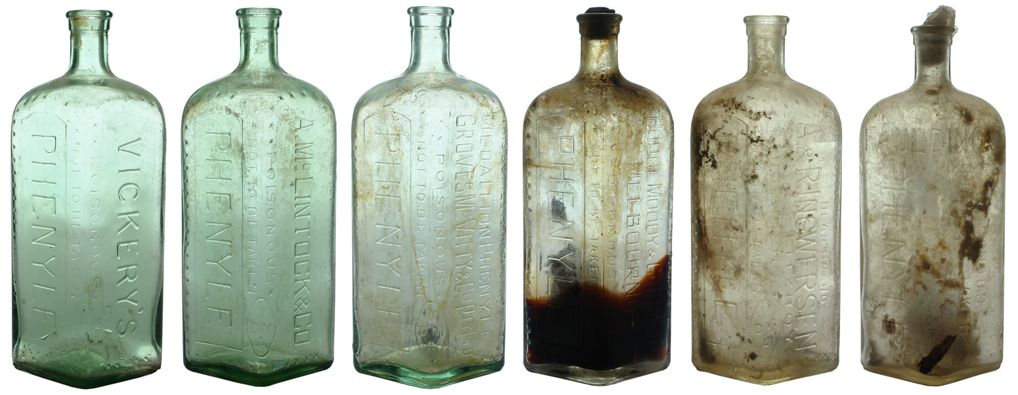 Vintage Australian Phenyle Bottles