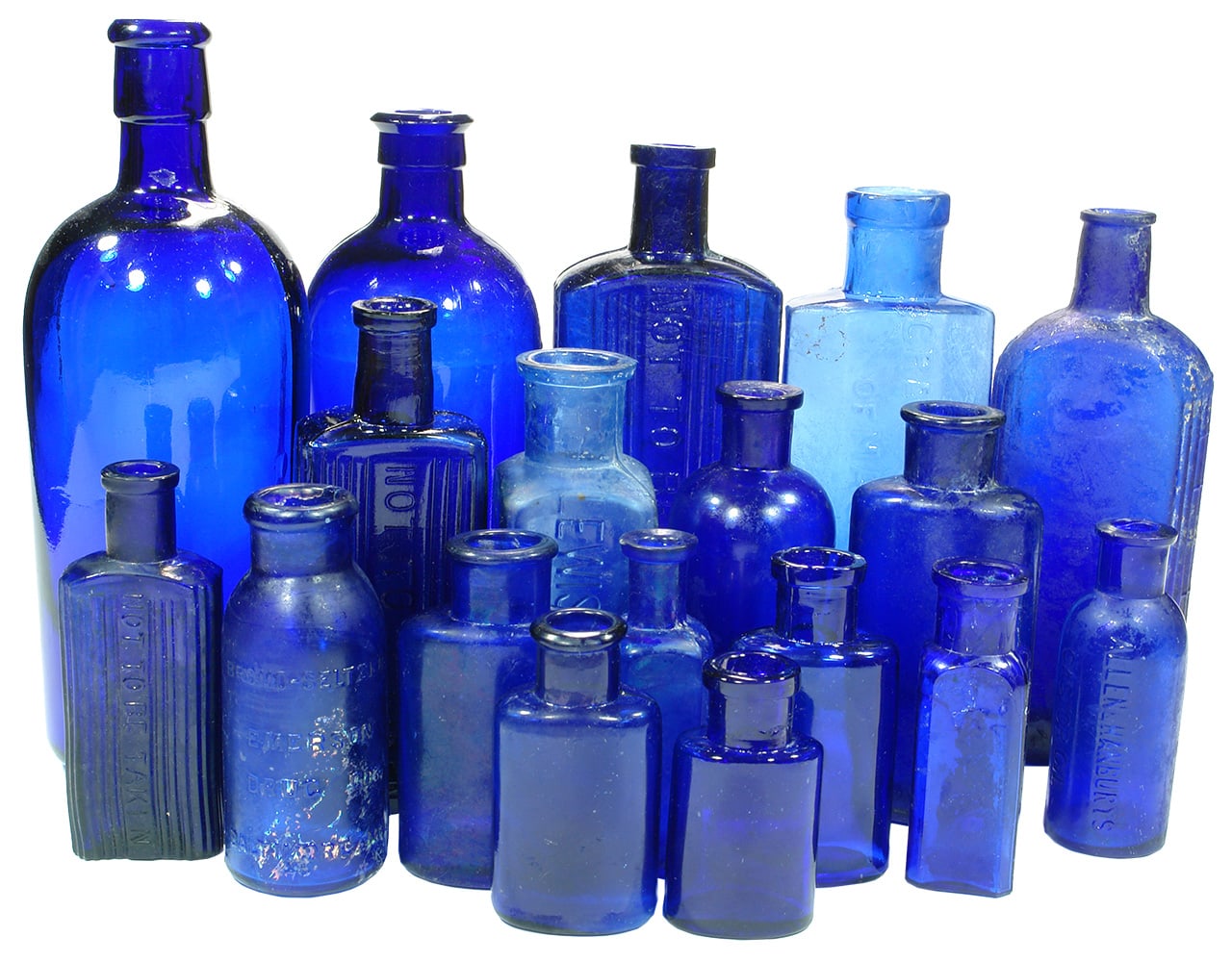 Collection Cobalt Blue Glass Bottles