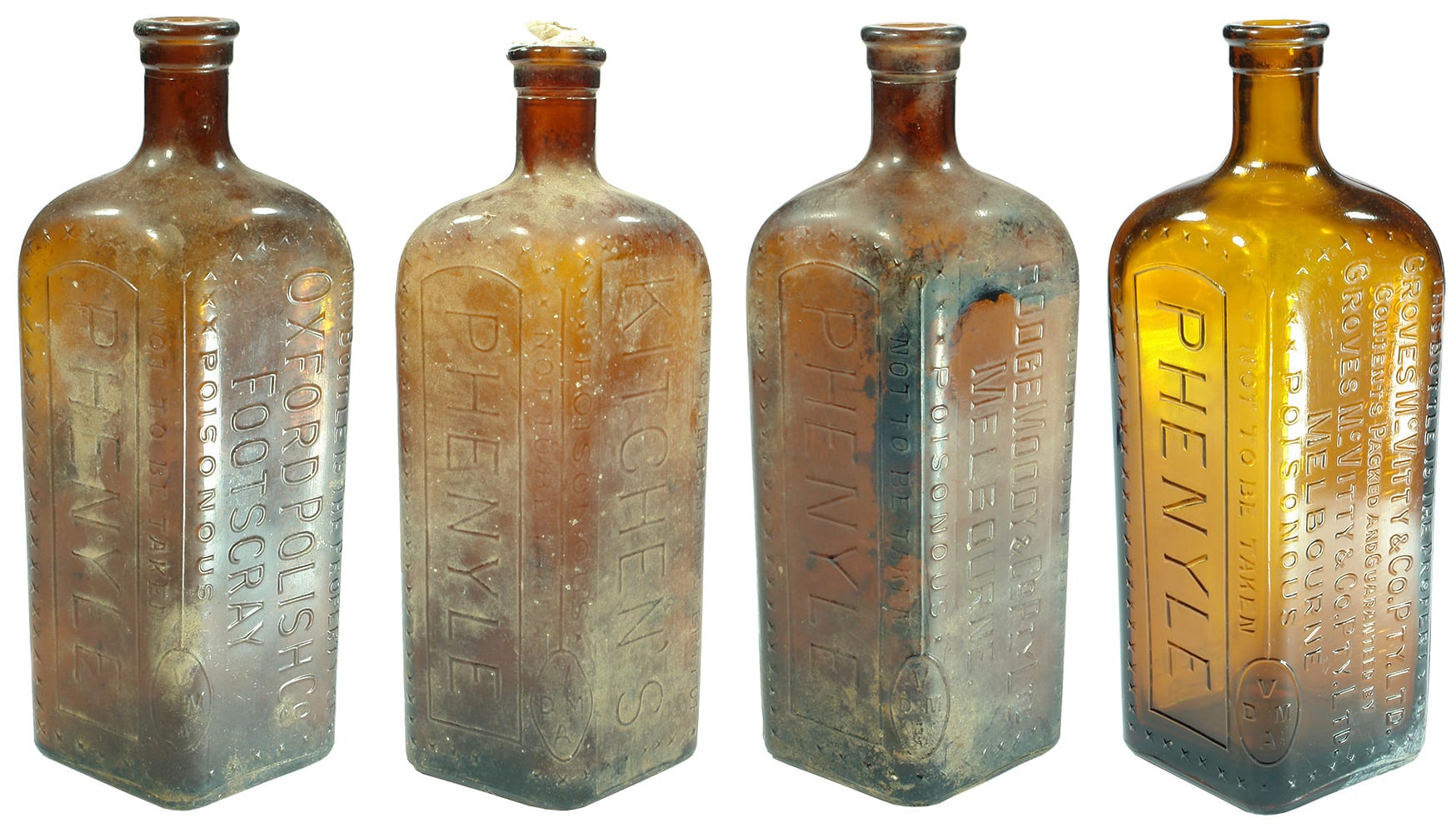 Vintage Victorian Phenyle Bottles
