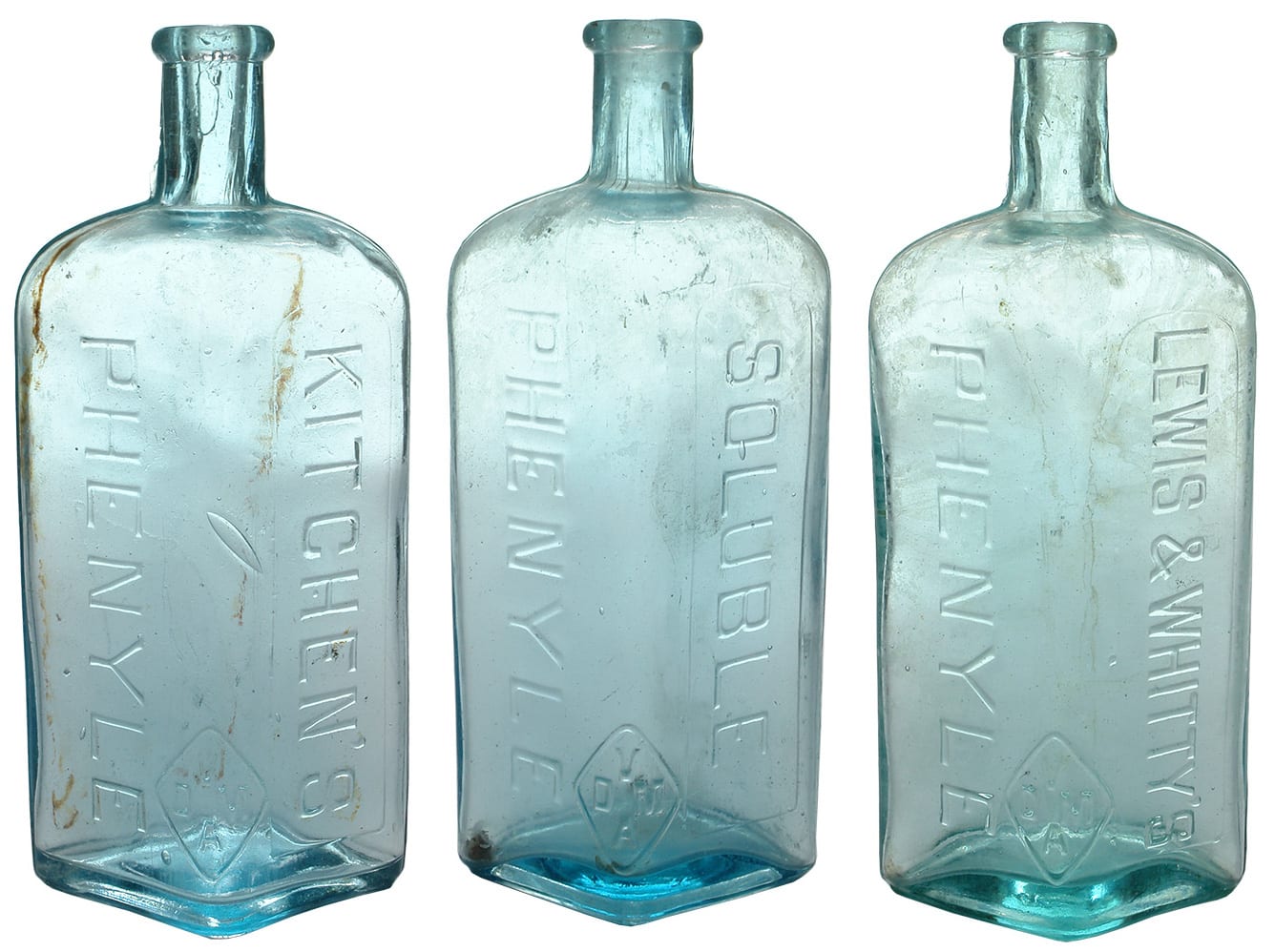Melbourne Glass Works Phenyle Bottles