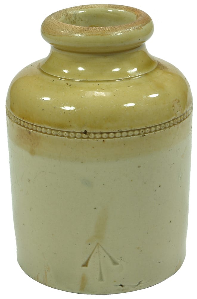 Broad Arrow Stamped Stoneware Jar