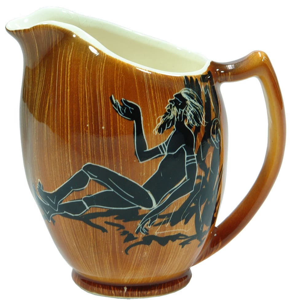 Bark Effect Ceramic Aboriginal Man Milk jug