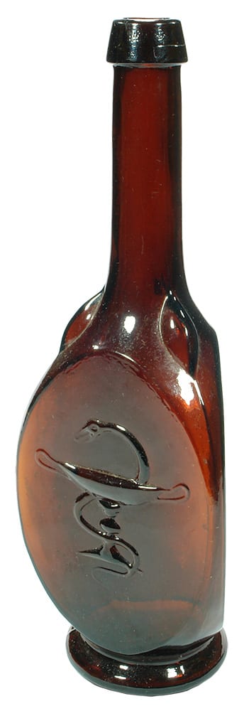 Snake Chalice Amber Glass Liqueur Bottle