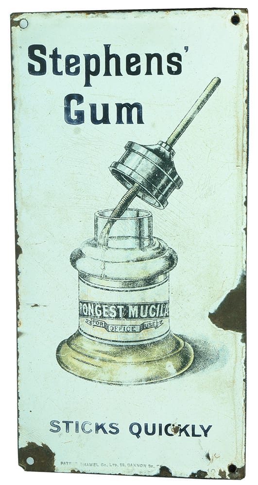 Stephens Gum Mucilage Advertising Enamel Sign