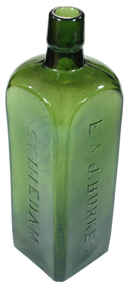 Burke's Schiedam Schnapps Green Glass Bottle