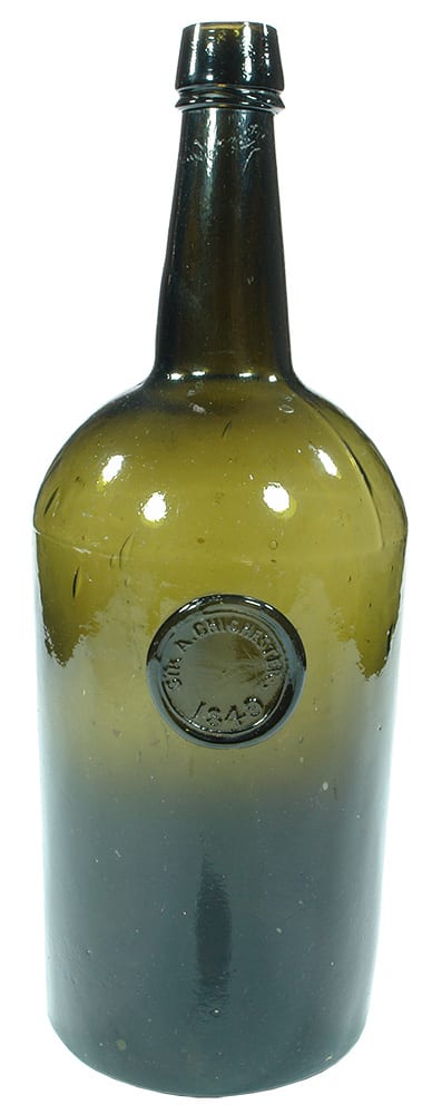 Sir Chichester 1849 Ricketts Bristol Sealed Wine Bottle