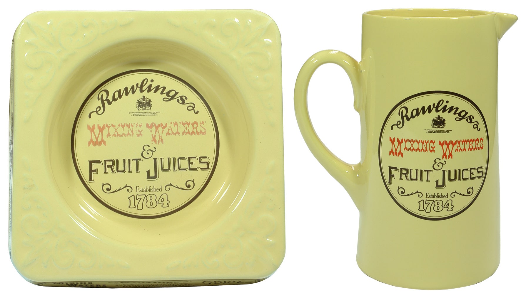 Rawlings Mixing Waters Fruit Juices Ceramic Advertising