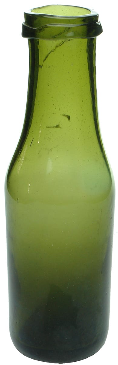 Pontil Scar Green Glass French Food Bottle
