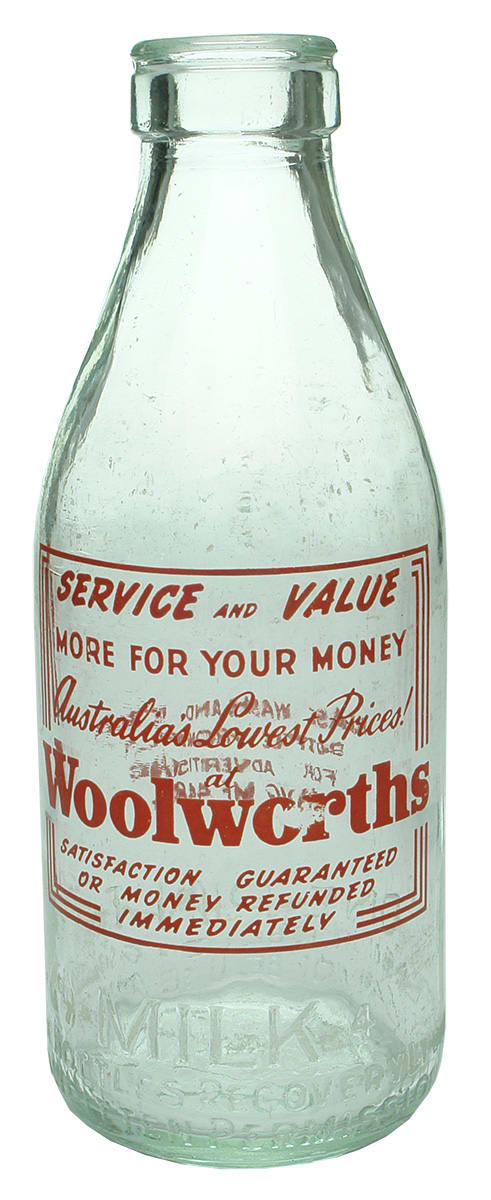 Milk Bottle Recovery Woolworths Advertising Bottle