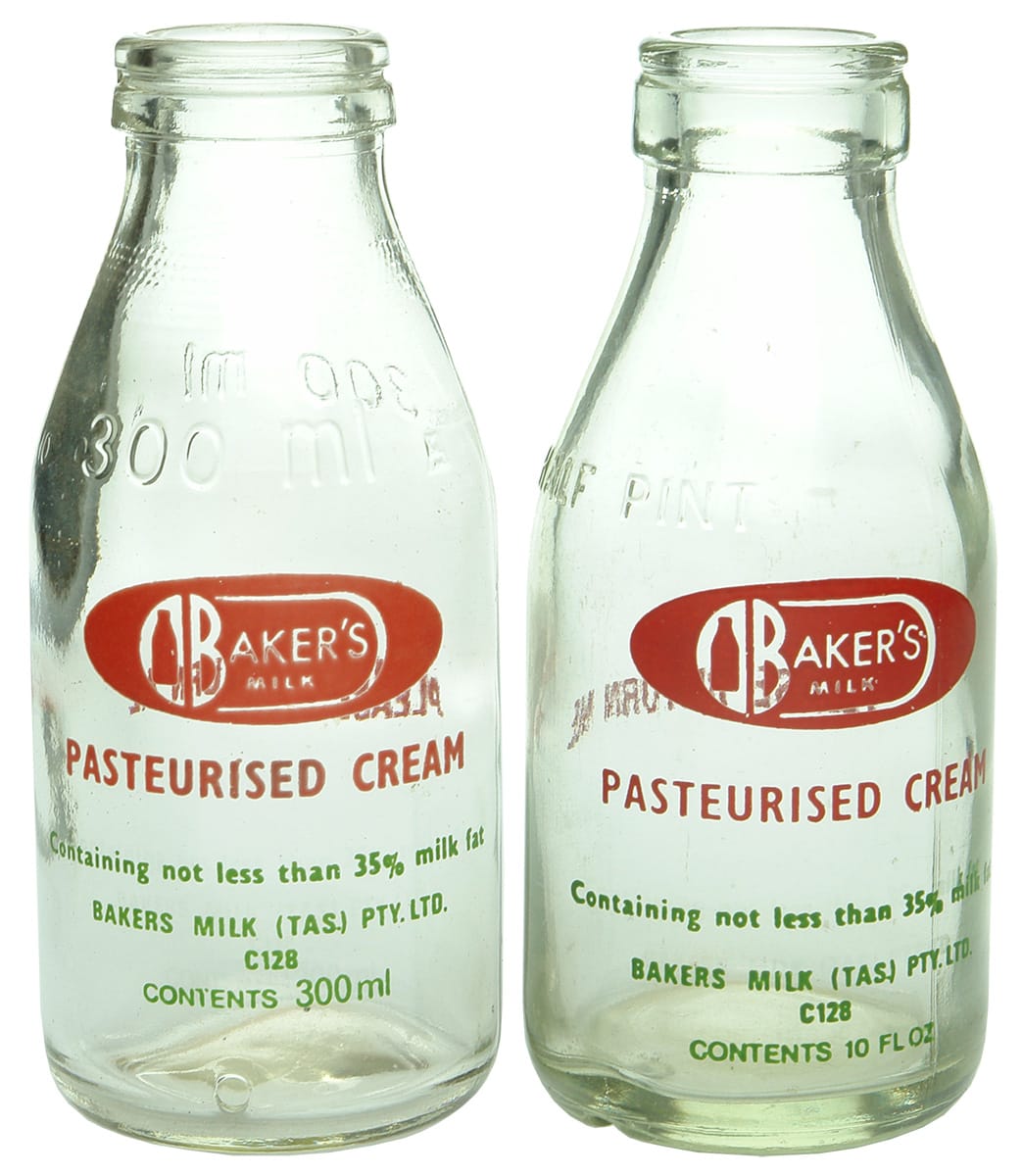 Bakers Milk Pasteurised Cream Ceramic Label Bottles