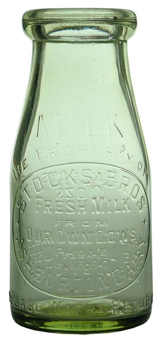 Stocks Bros Fresh Milk Ashburton Dairy Bottle