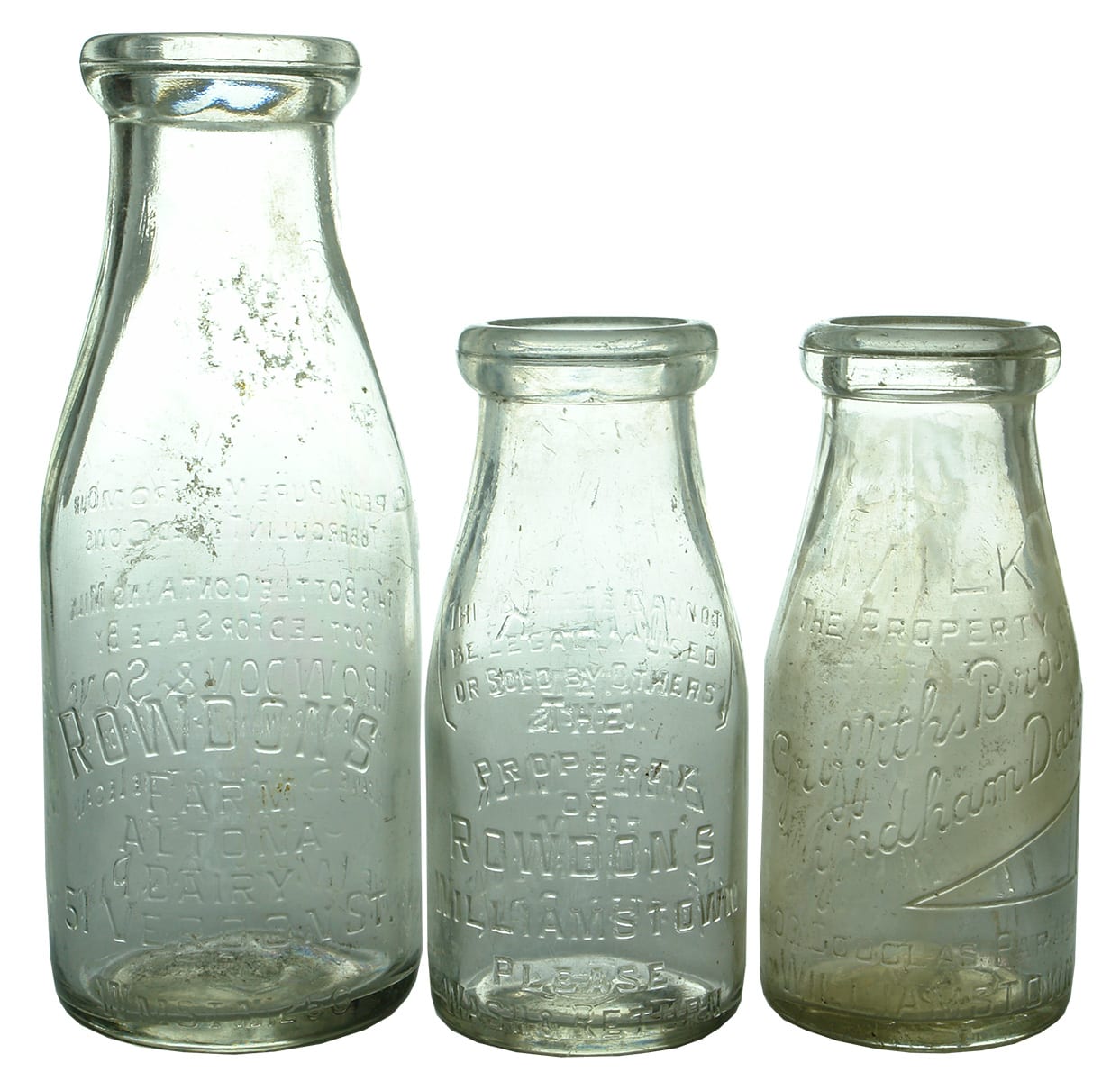 Vintage Williamstown Milk Bottles