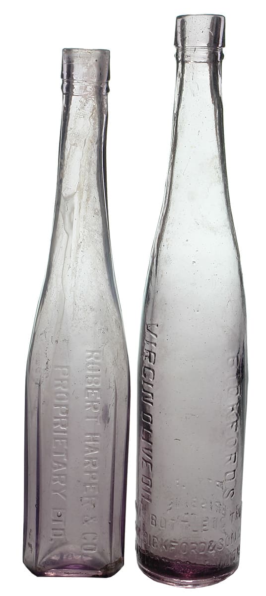 Collection Antique Amethyst Glass Bottles