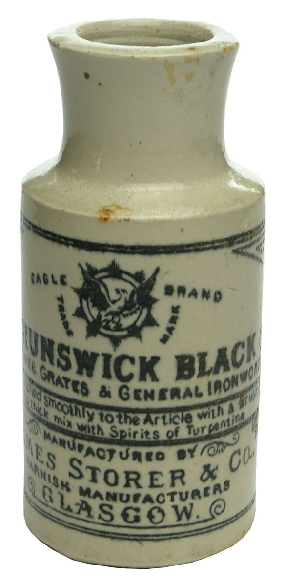 Brunswick Black Storer Glasgow Eagle Stoneware Jar
