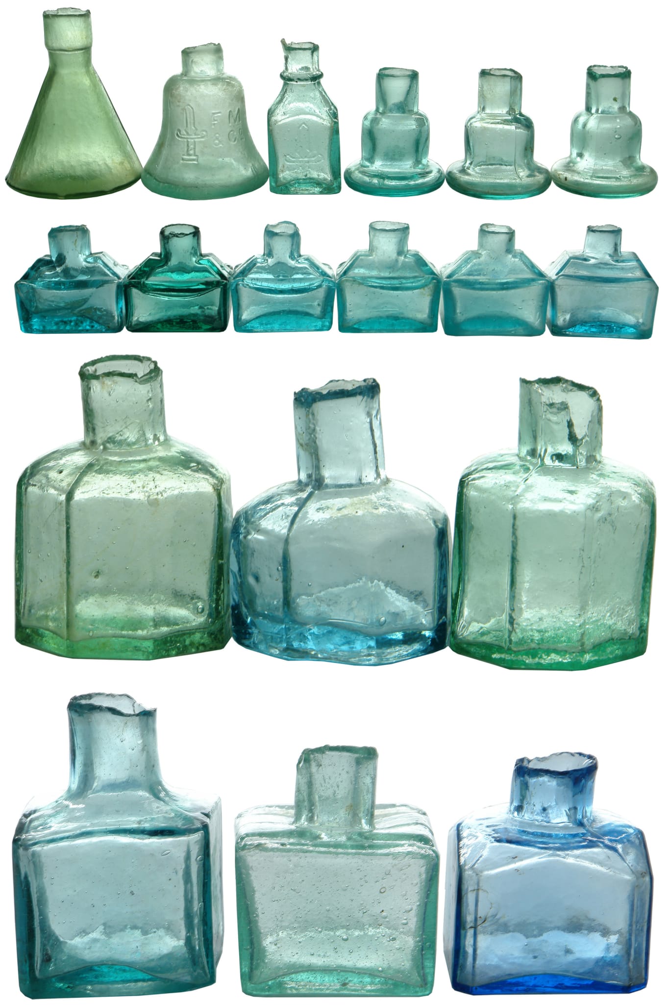 Collection Glass Shear Top Ink Bottles