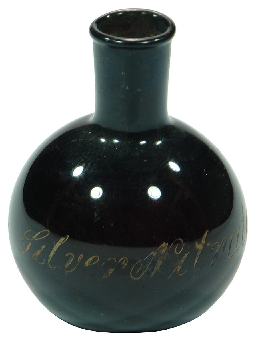 Silver Nitrate Black Glass Apothecary Bottle