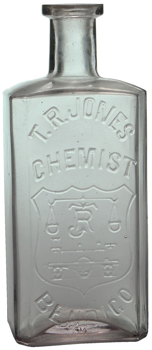 Jones Bendigo Train Amethyst Glass Chemist Bottle