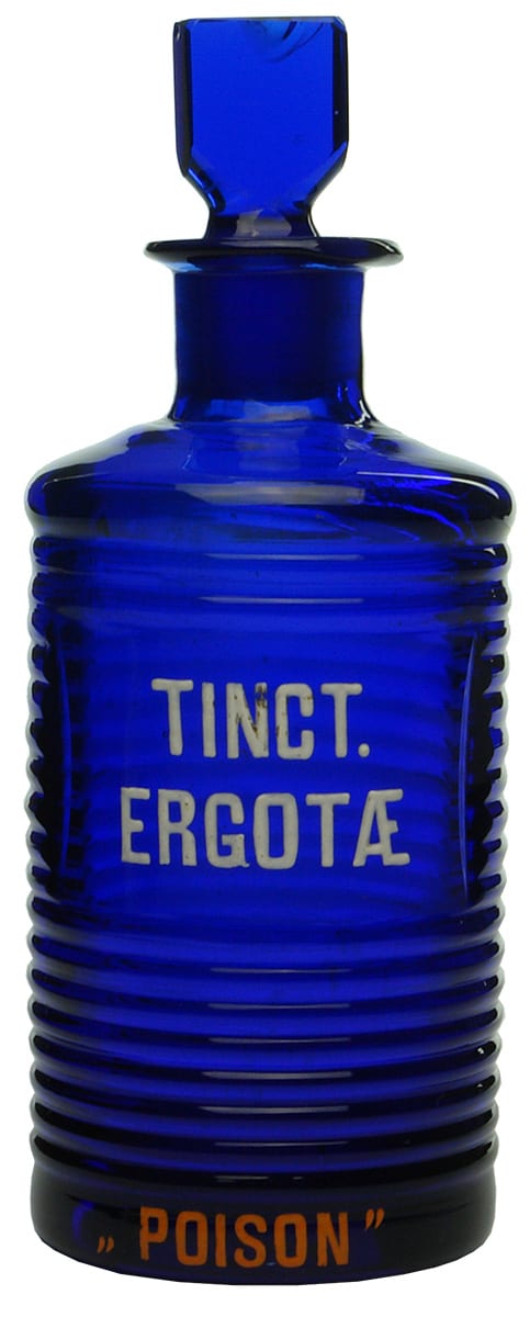 Tinct Ergotae Poison Cobalt Blue Pharmacy Bottle