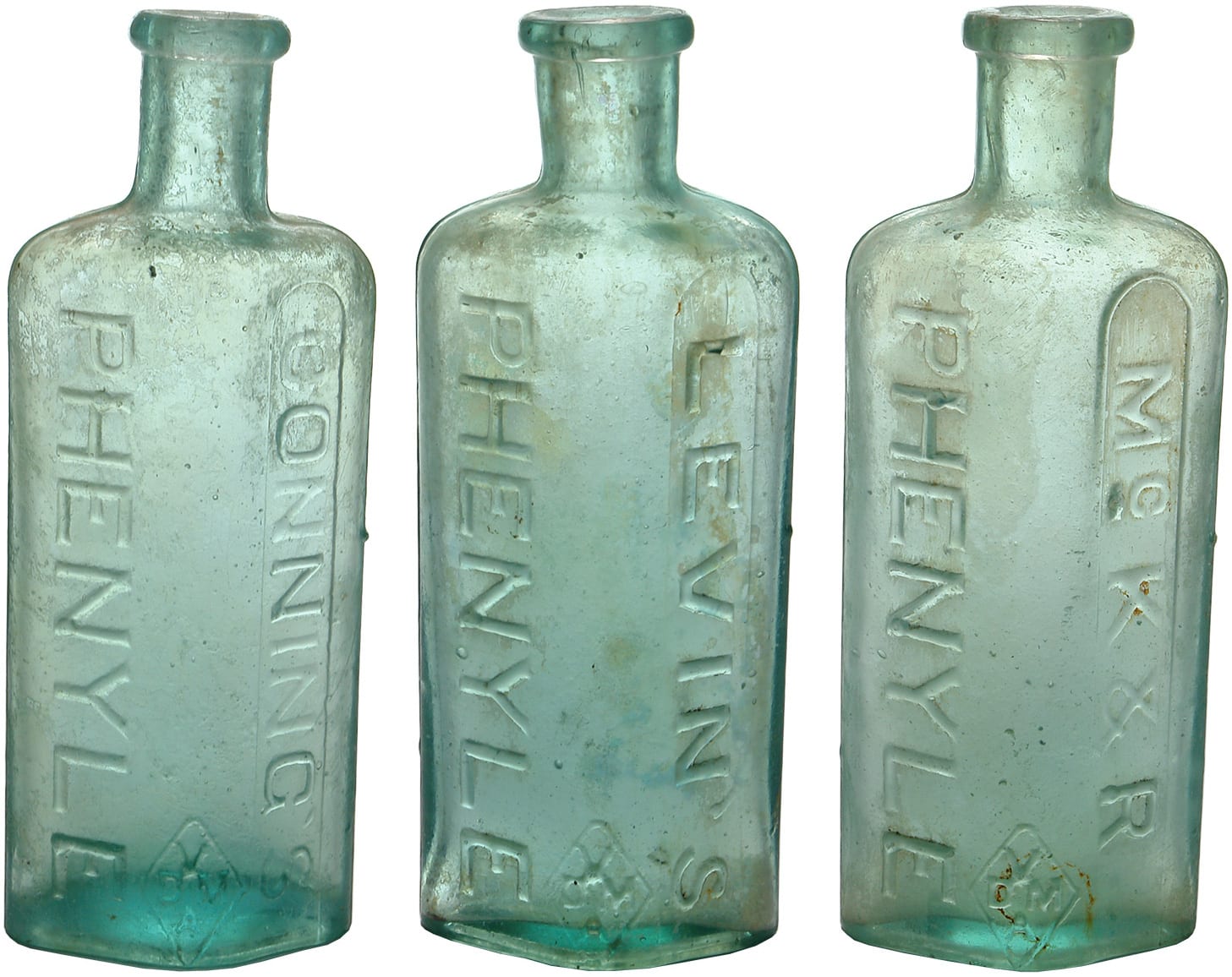 Collection Old Phenyle Poison Bottles
