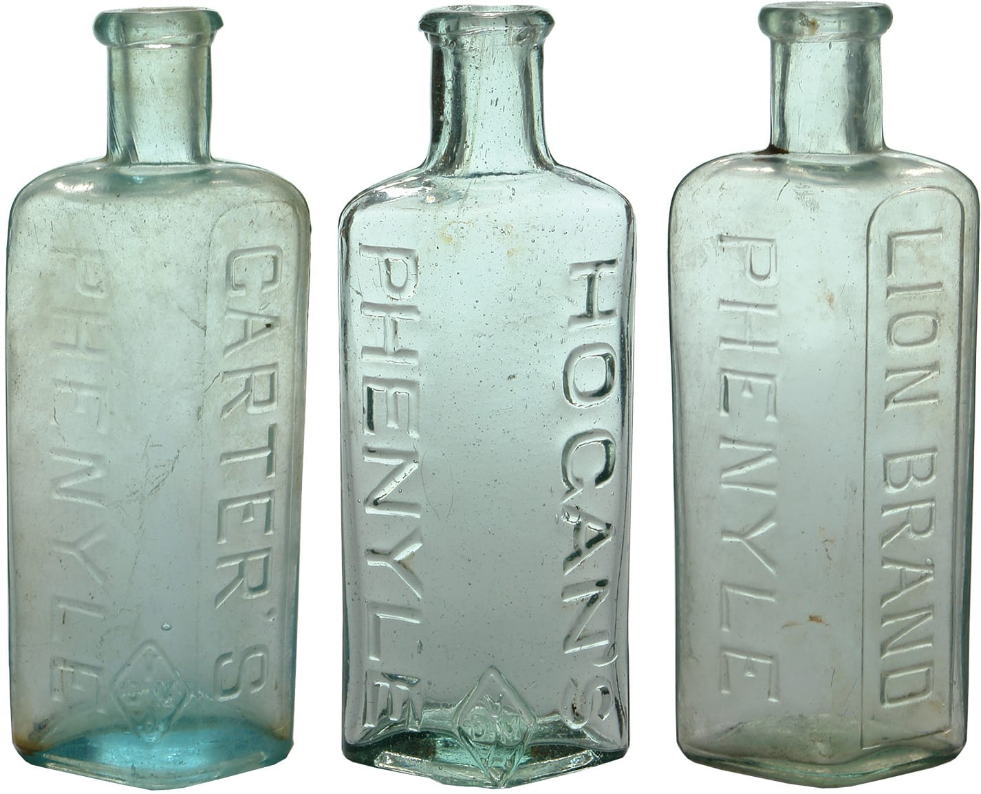 Collection Old Phenyle Poison Bottles