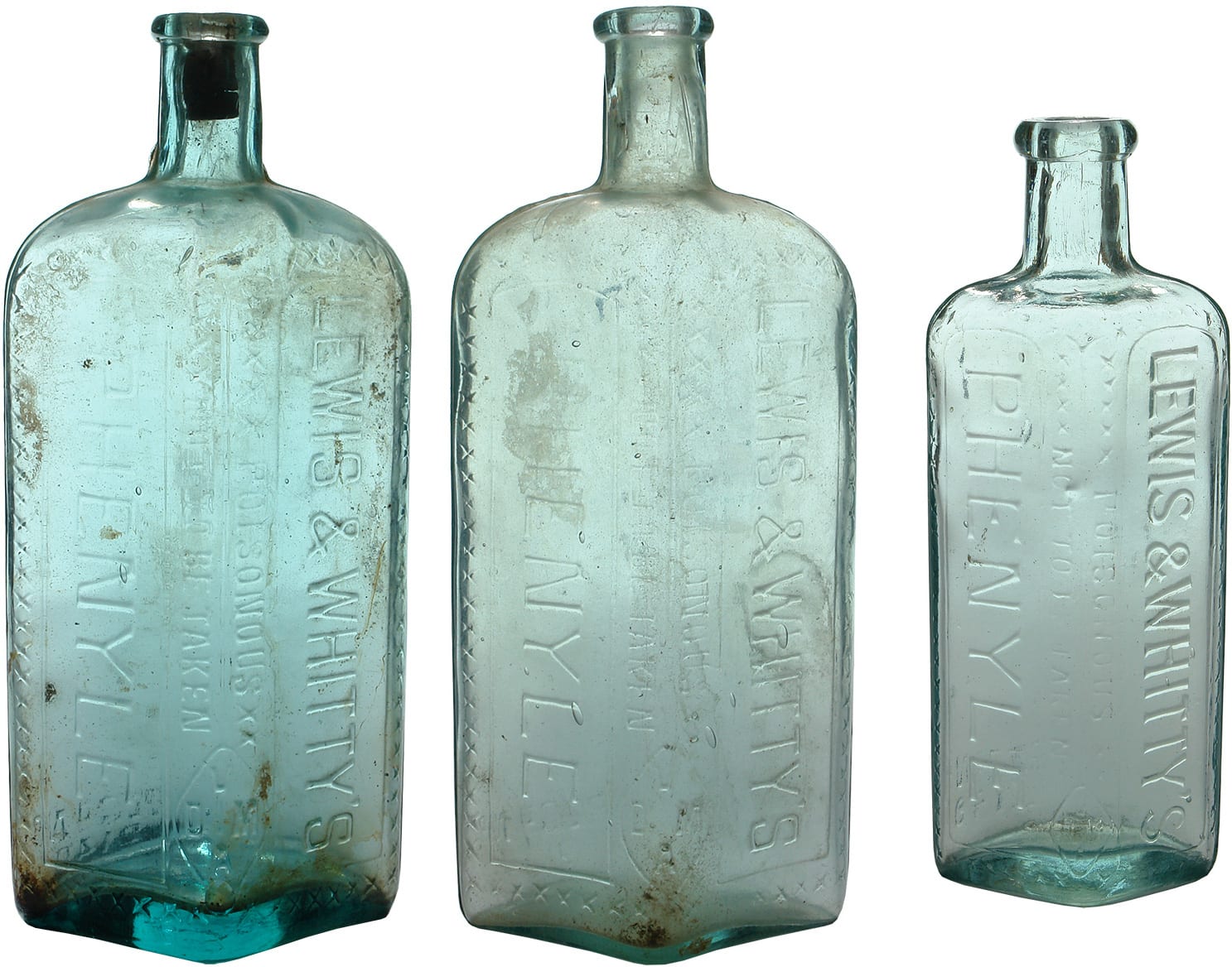 Collection Old Phenyle Poison Bottles