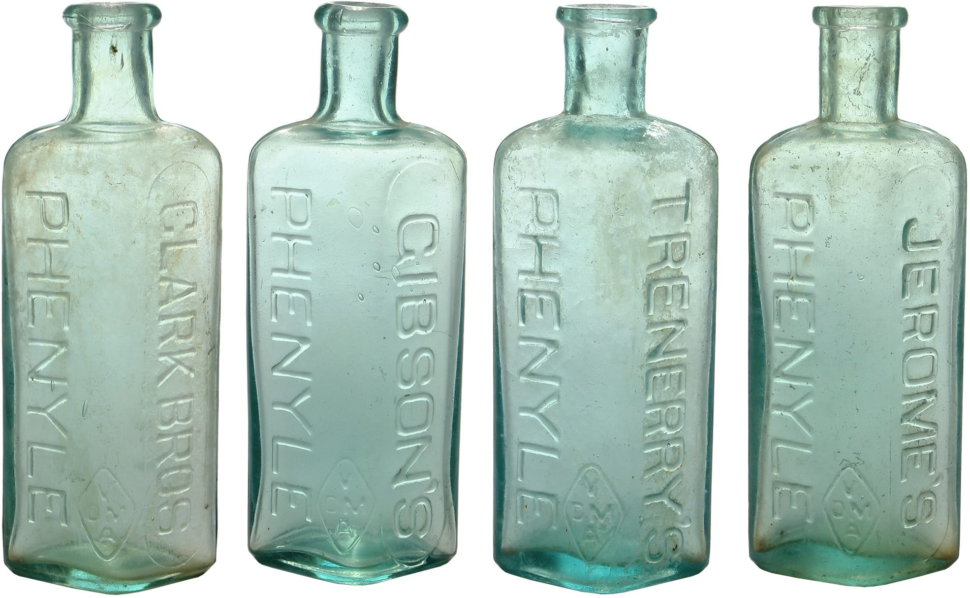 Collection Old Phenyle Poison Bottles