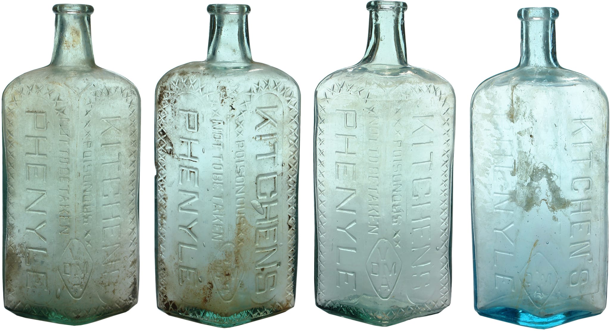 Collection Old Phenyle Poison Bottles