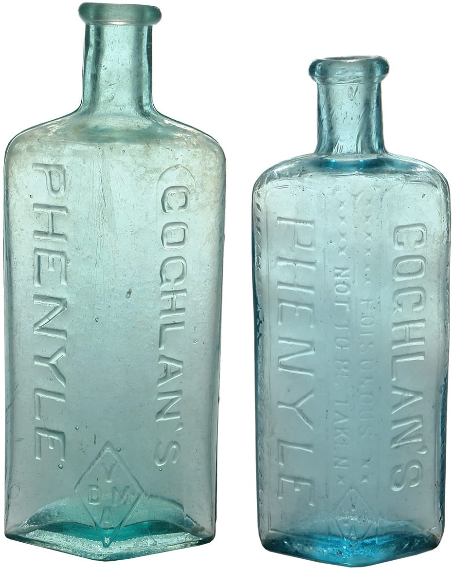 Collection Old Phenyle Poison Bottles