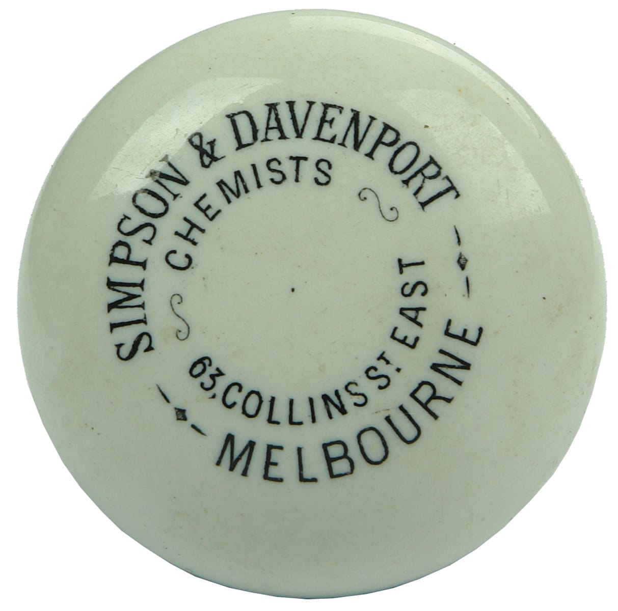 Simpson Davenport Melbourne Chemists Pot Lid
