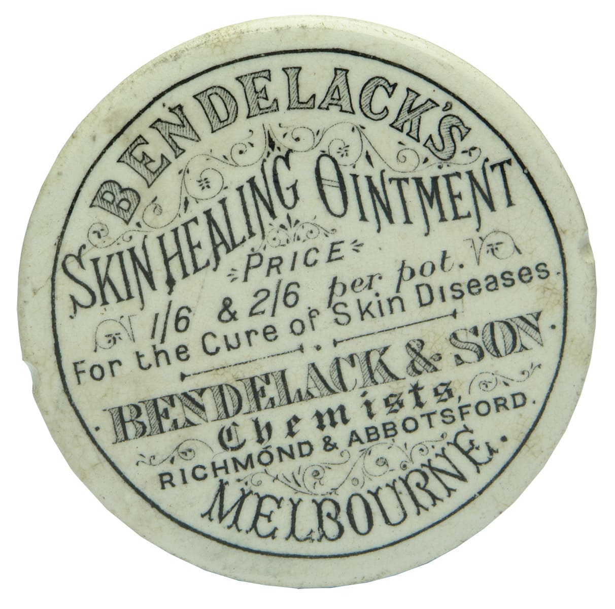 Bendelack's Skin Healing Ointment Abbotsford Richmond Pot Lid