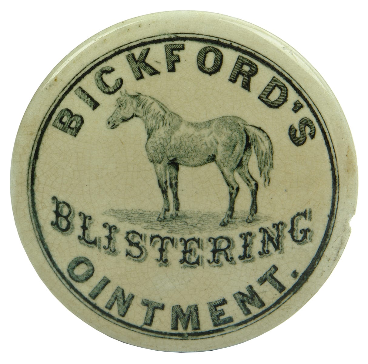 Bickford's Blistering Ointment Horse Pot Lid