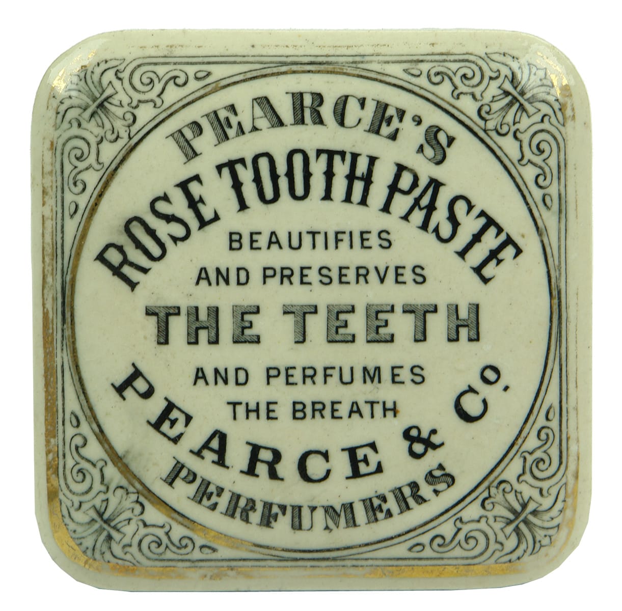 Pearce's Rose Tooth Paste Perfumers Pot Lid