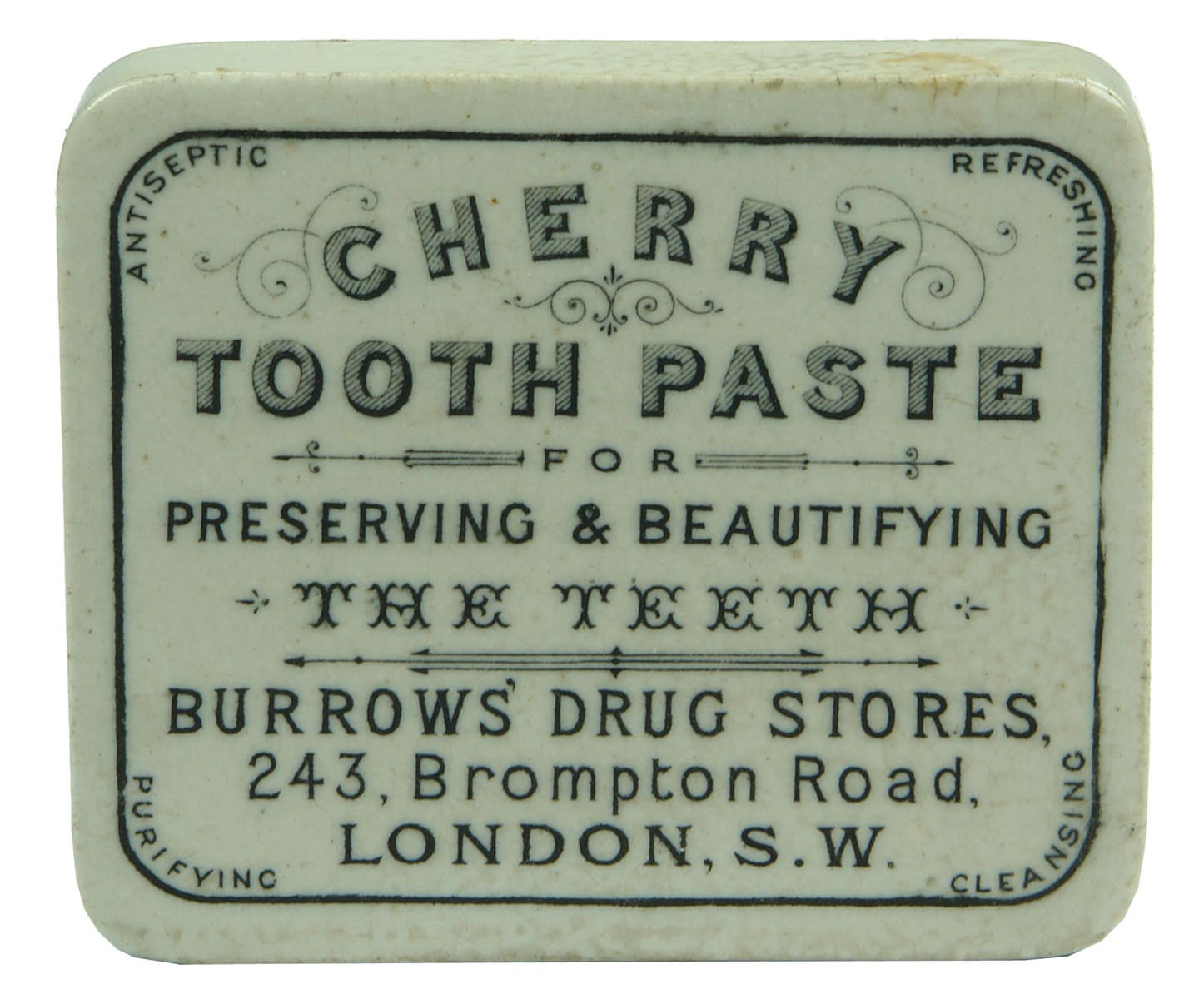 Cherry Tooth Paste Burrows Drug Stores Potlid
