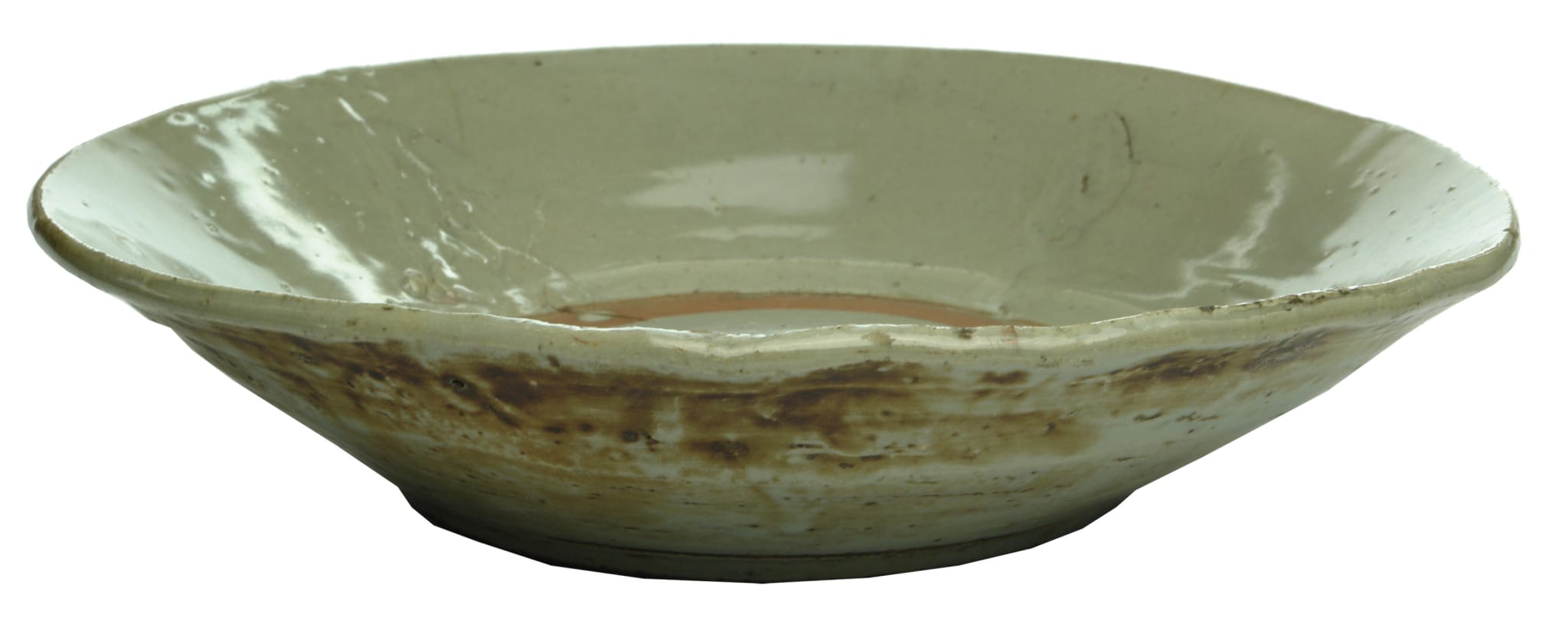 Terracotta Plate Bowl Grey Brown Glaze