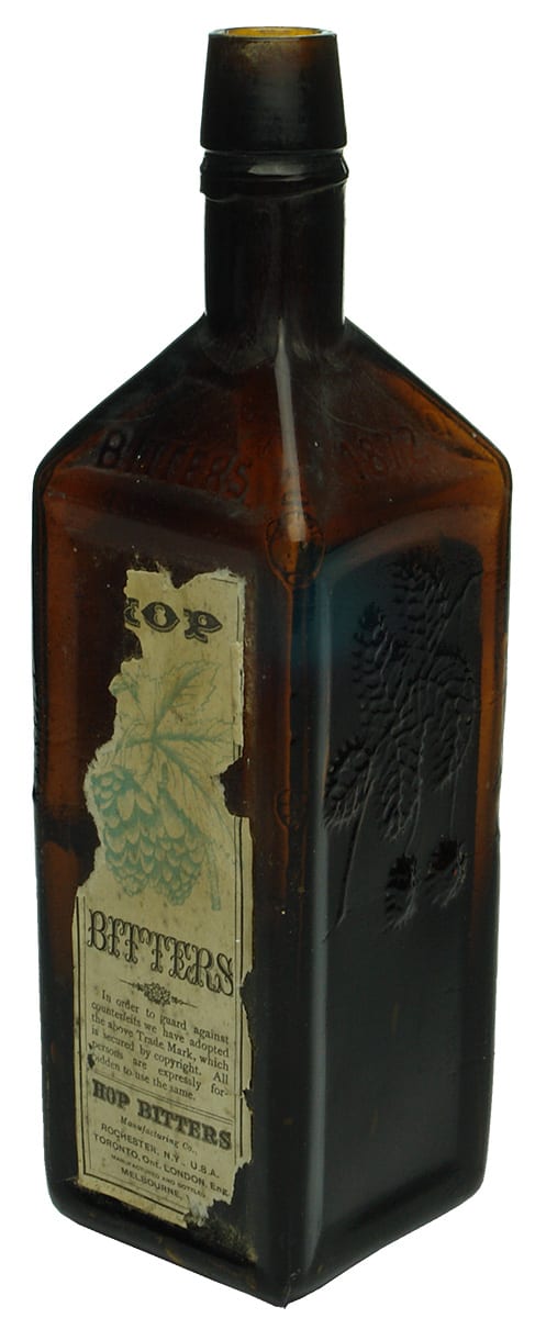 Labelled Soules Amber Glass Bitters Bottle