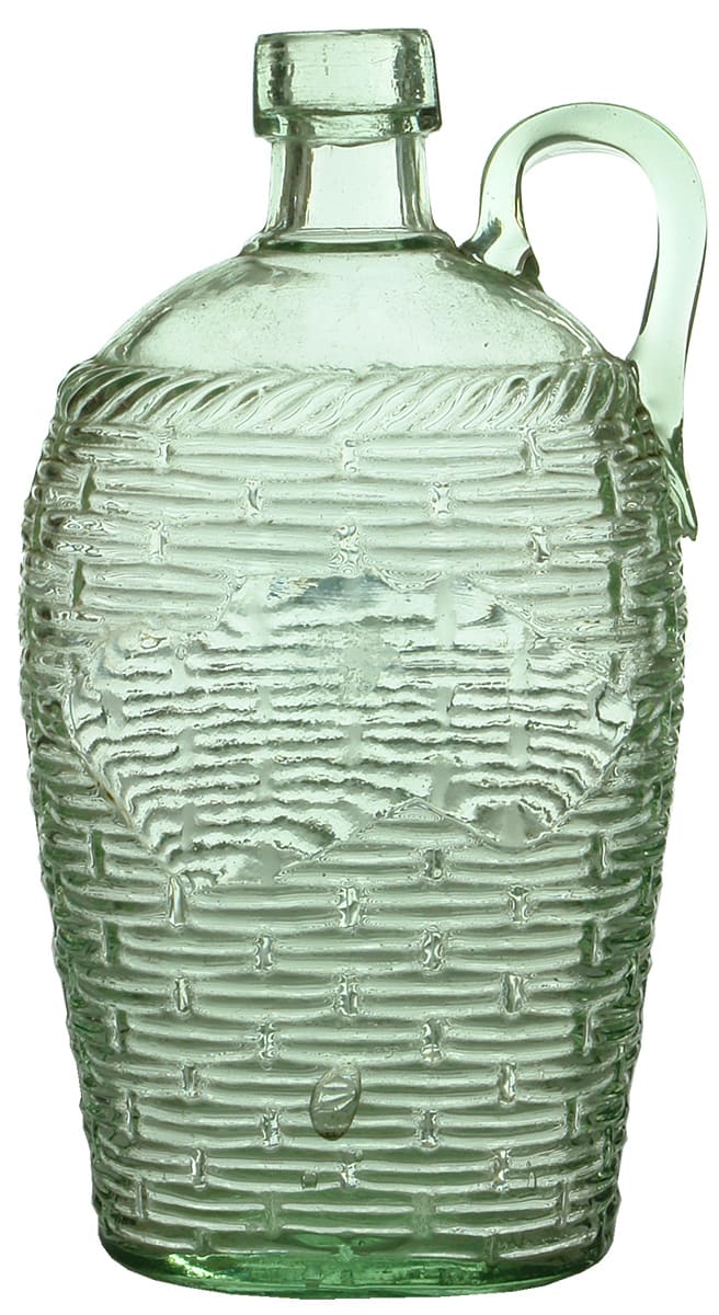 1876 Registered Basket Weave Glass Whisky Bottle