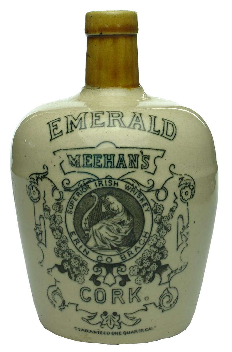Meehan's Emerald Superior Irish Whiskey Stoneware Jug