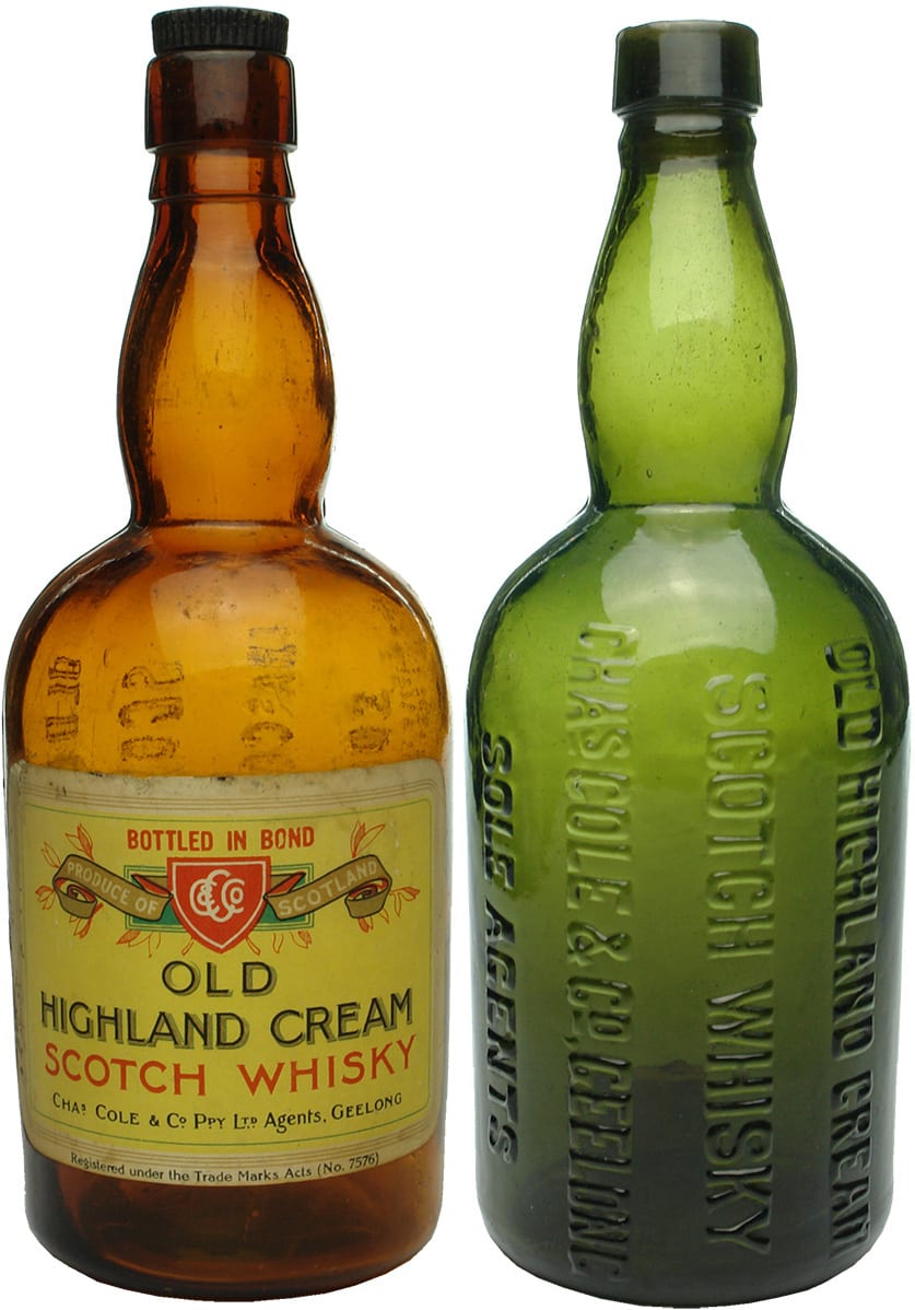 Chas Cole Old Highland Cream Scotch Whisky Bottles
